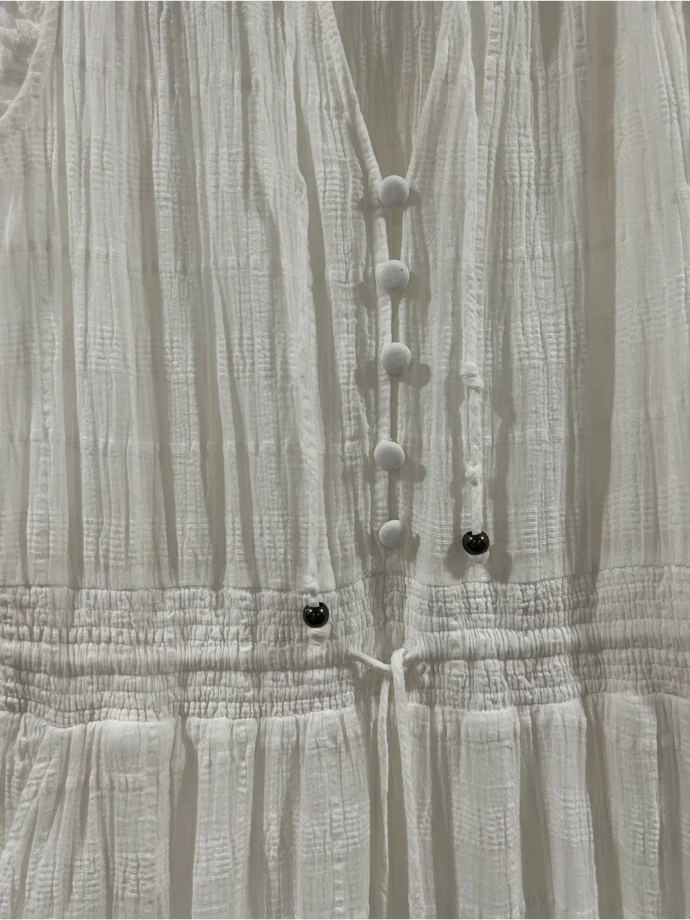Kivari Serena Shirred Cotton Midi Dress In White - Picture 3 of 11